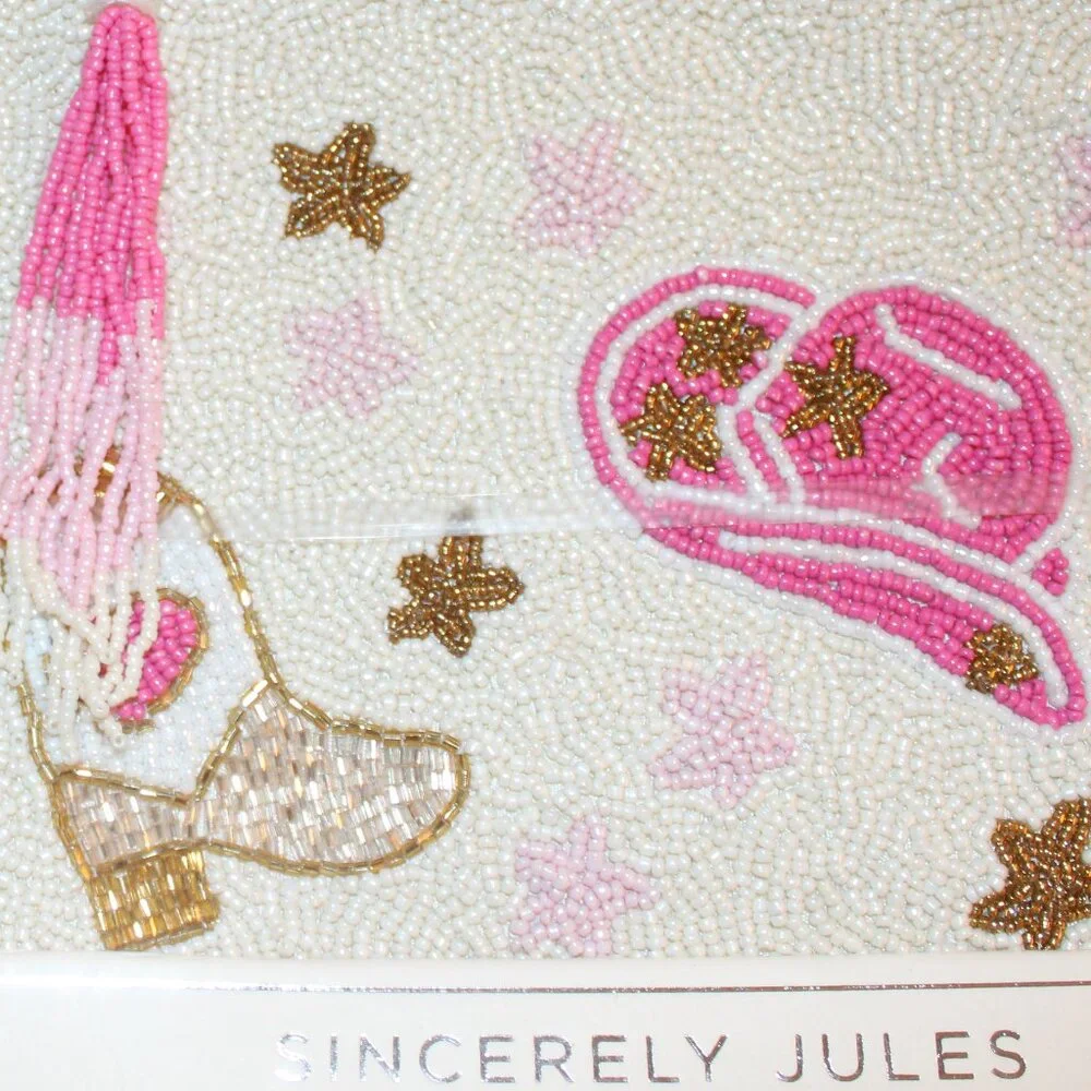 Sincerely Jules Beaded Cowgirl Clutch Pouch New Bag NWT Western Theme 8 x 7 Inch